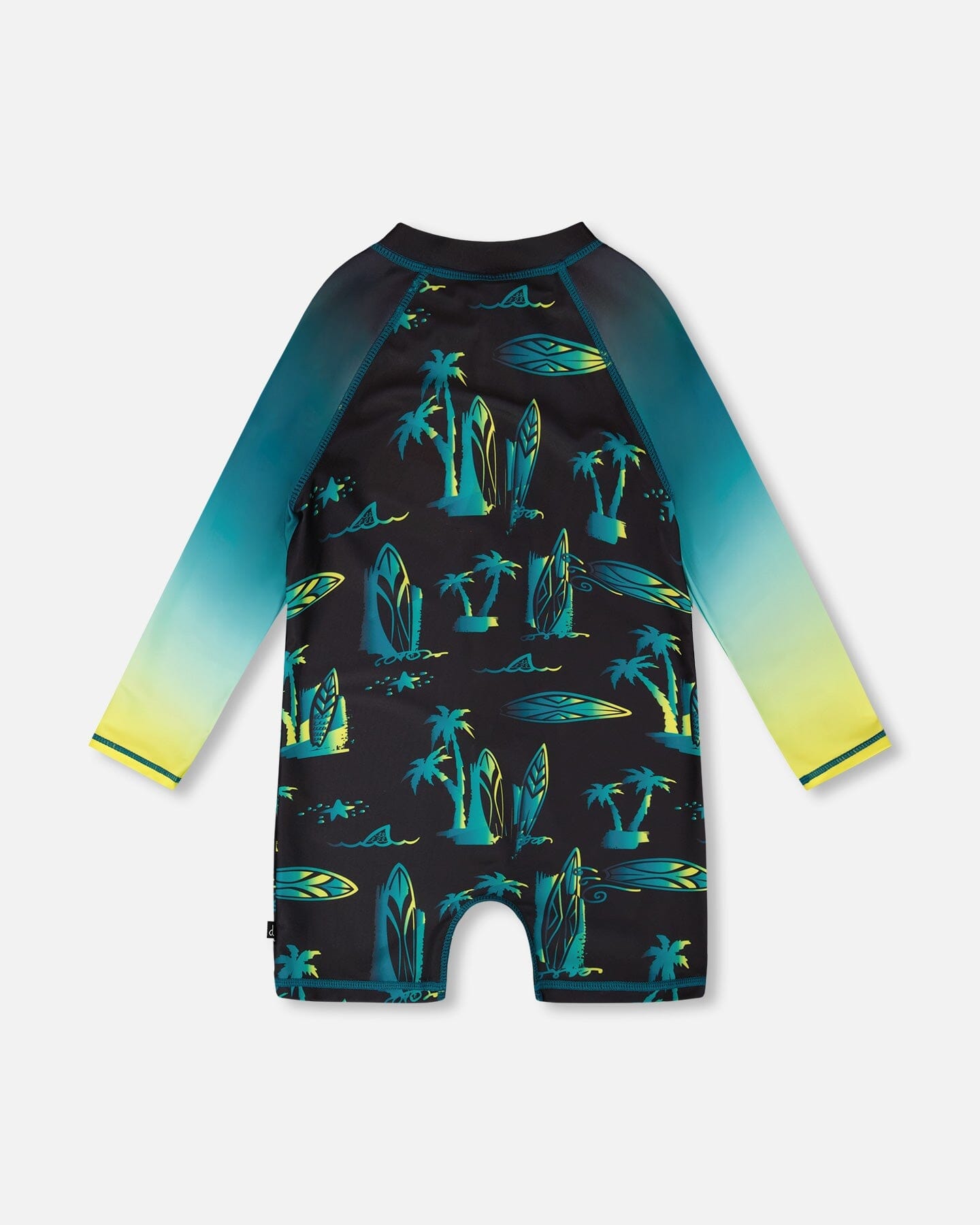 One-Piece Long Sleeve Rashguard Black Surf Print