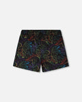 Swim Trunks Black Dinosaur Print