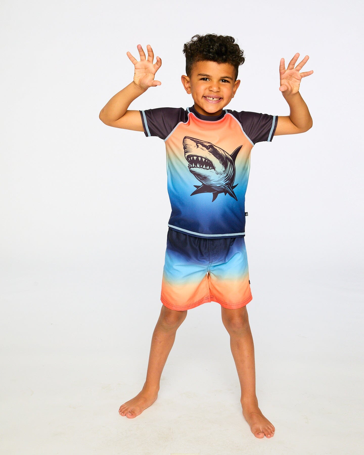 Short Sleeve Rashguard Blue And Orange Gradient