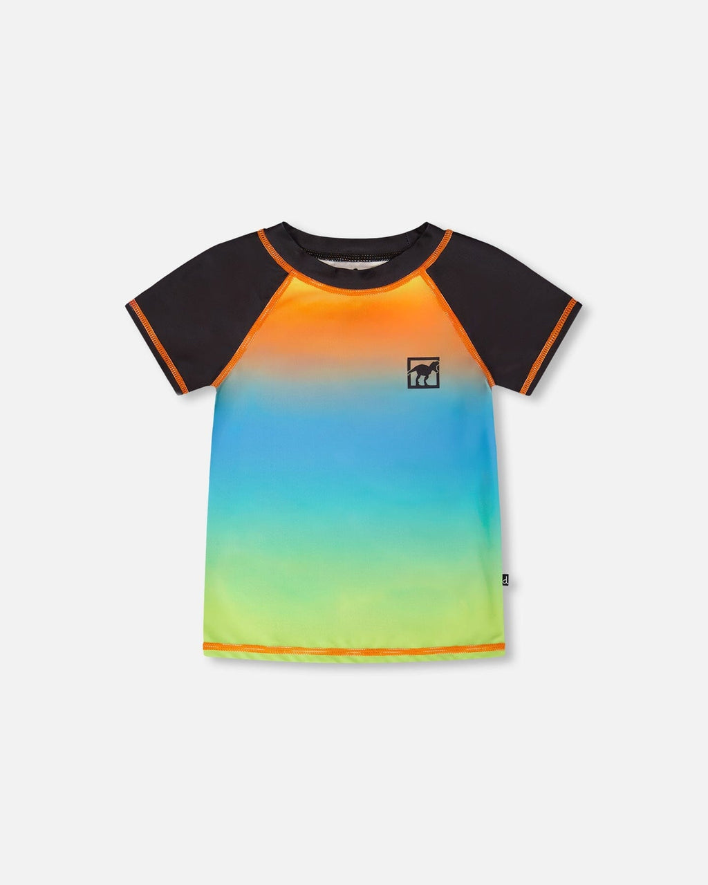 Short Sleeve Rashguard Orange Blue And Green Gradient