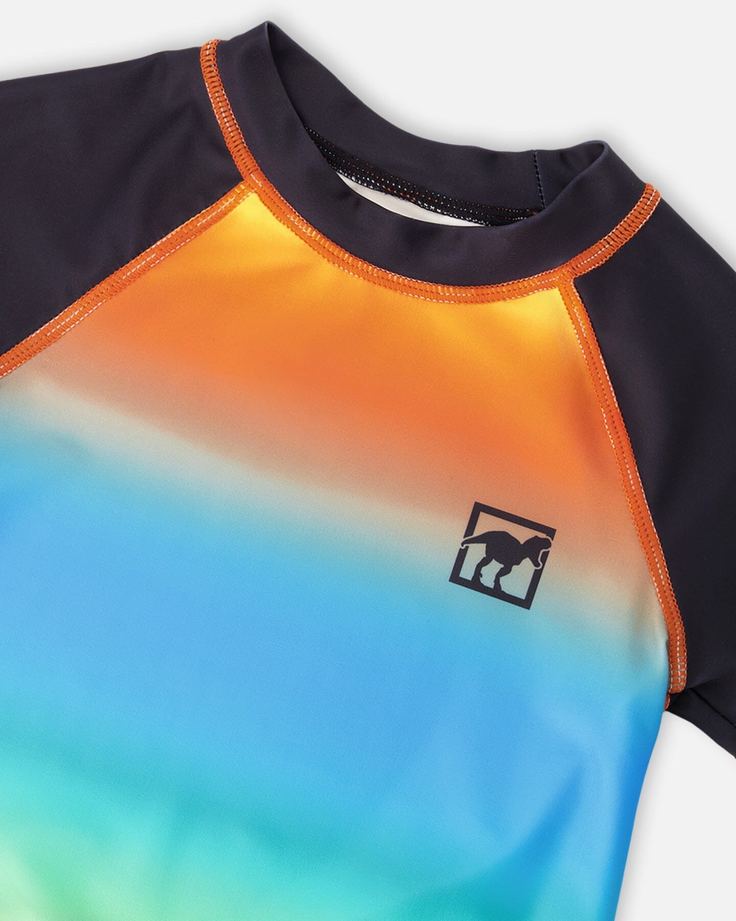 Short Sleeve Rashguard Orange Blue And Green Gradient
