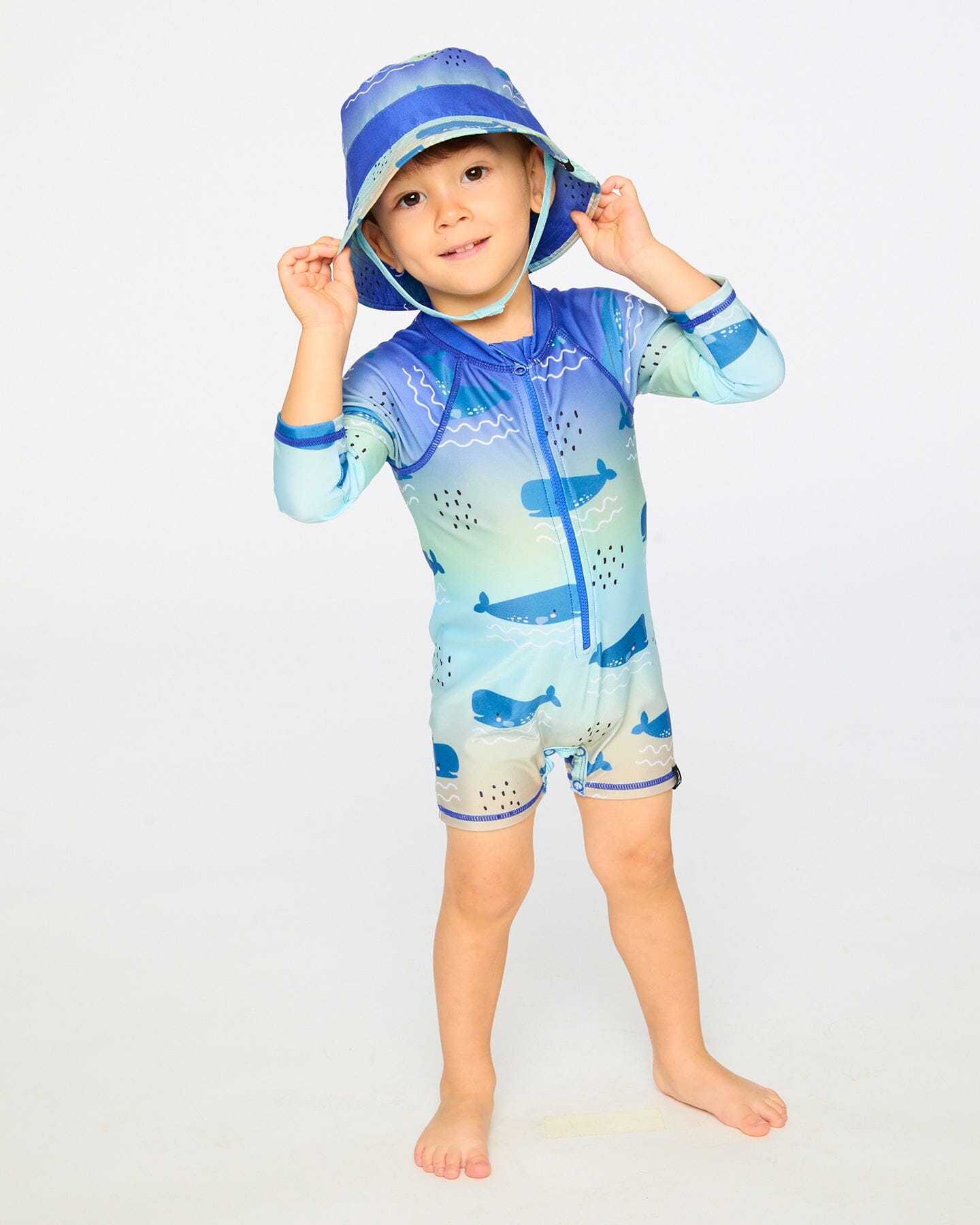 Recycled Polyester Beach Hat Blue Whale Print