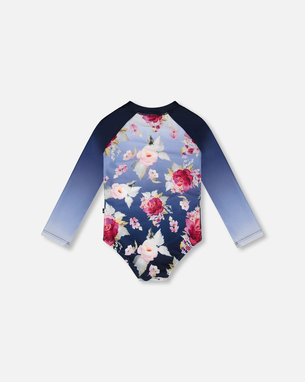 One-Piece Long Sleeve Rashguard Blue Rose Print