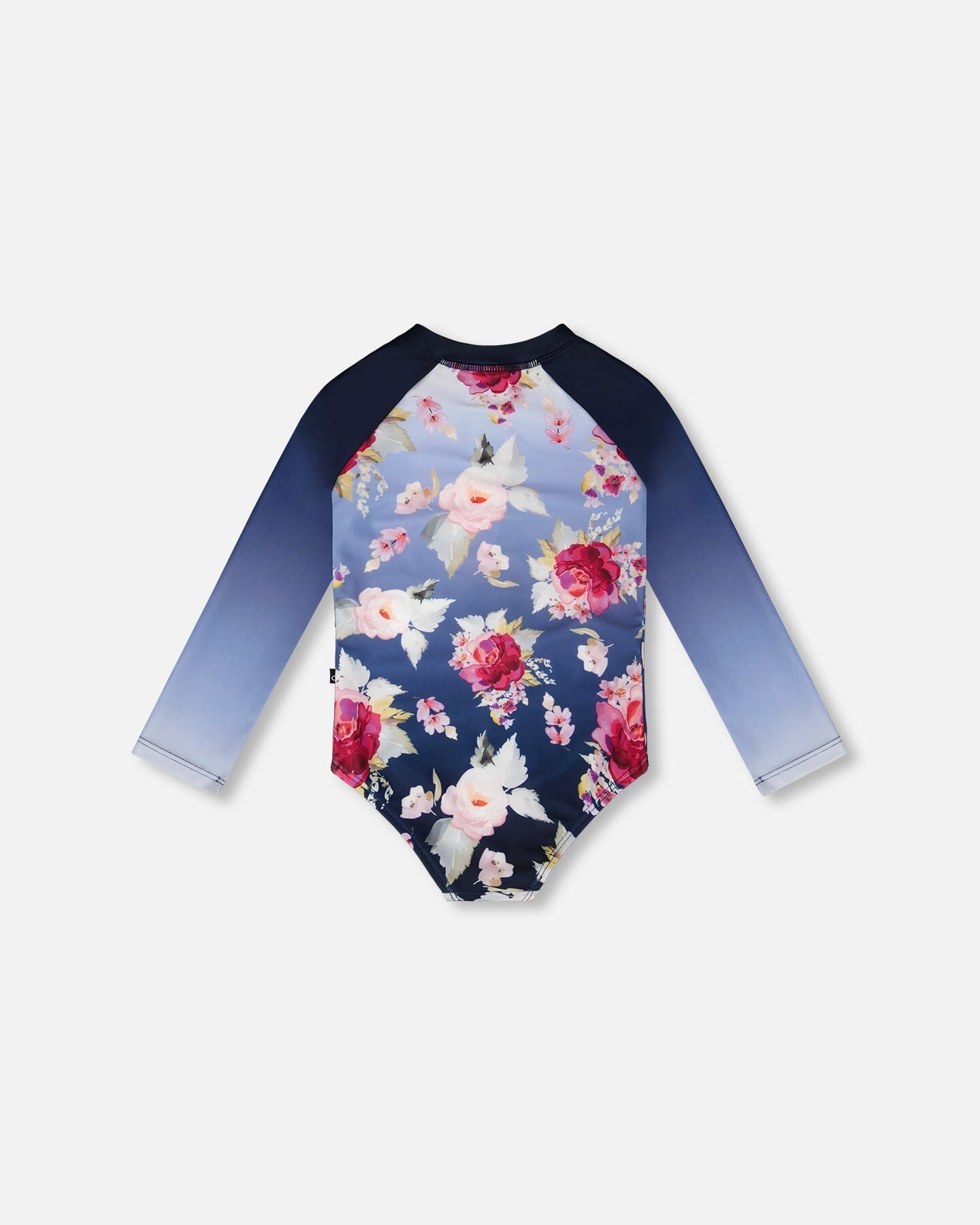 One-Piece Long Sleeve Rashguard Blue Rose Print