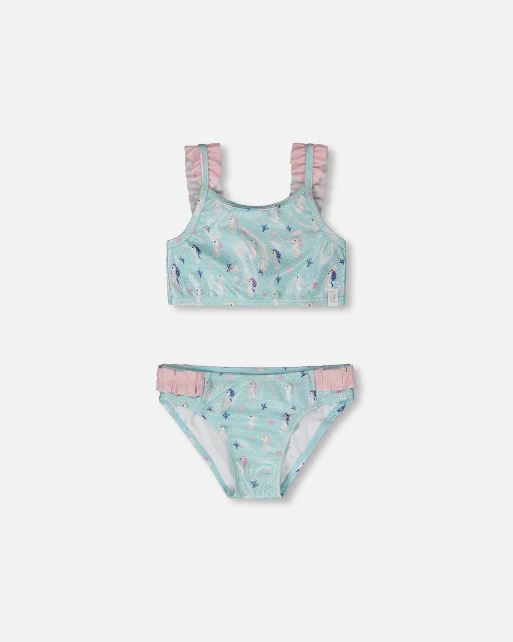 Two-Piece Swimsuit Blue Seahorse Print