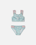 Two-Piece Swimsuit Blue Seahorse Print