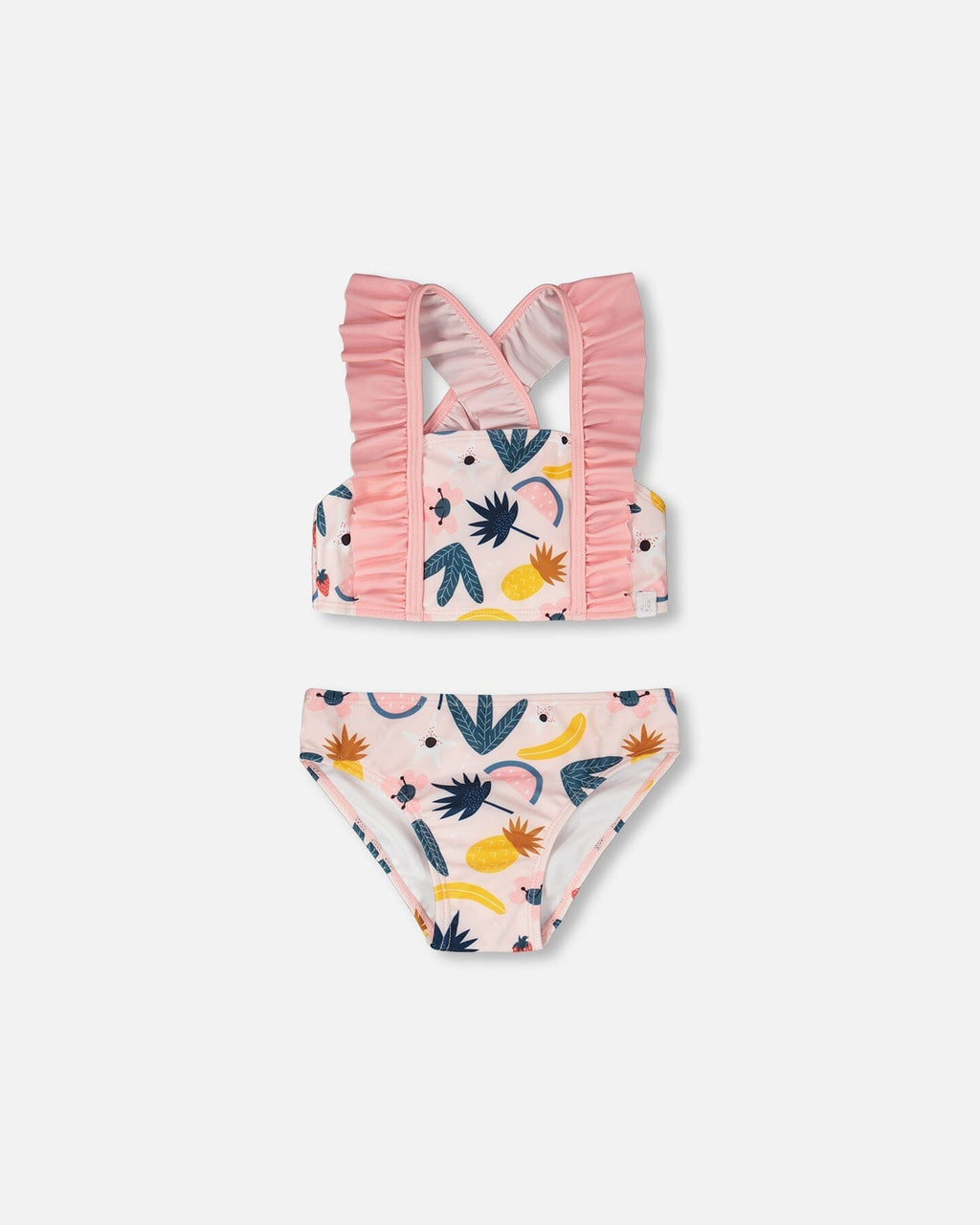 Two-Piece Swimsuit Pink Printed Fruits