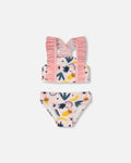 Two-Piece Swimsuit Pink Printed Fruits