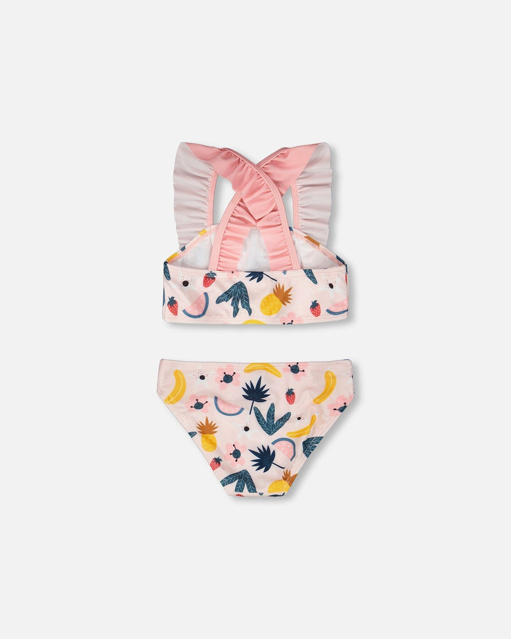 Two-Piece Swimsuit Pink Printed Fruits