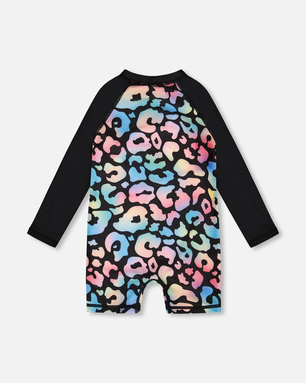 One-Piece Long Sleeve Rashguard Black Leopard Print