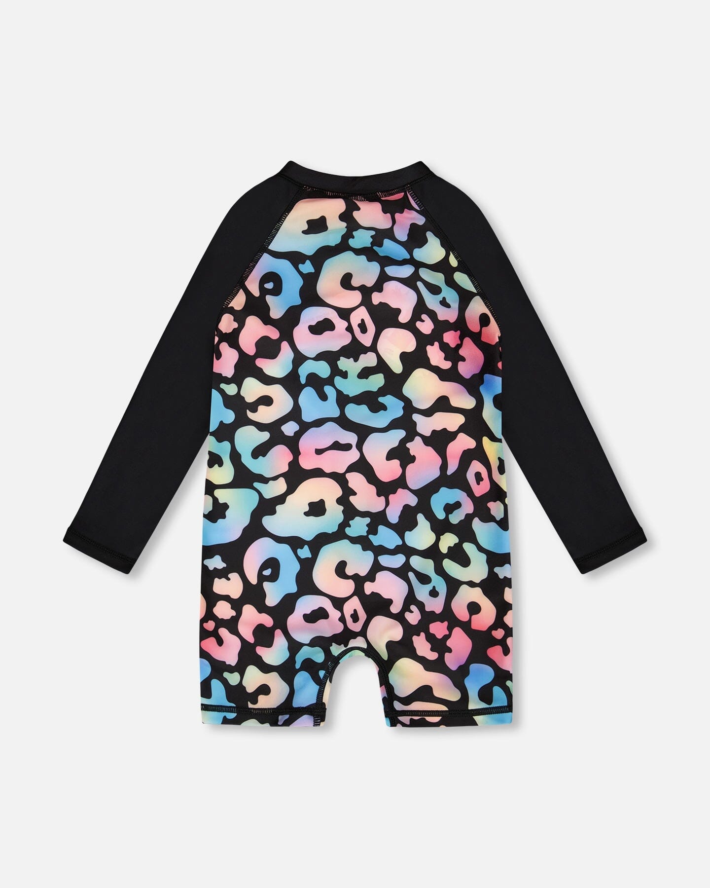One-Piece Long Sleeve Rashguard Black Leopard Print