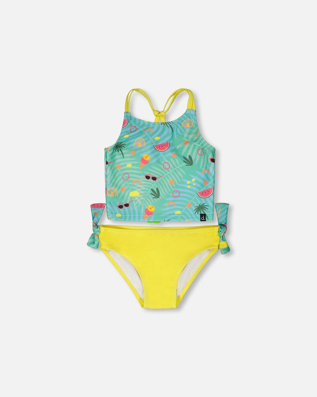 Two-Piece Swimsuit Green Beach Print
