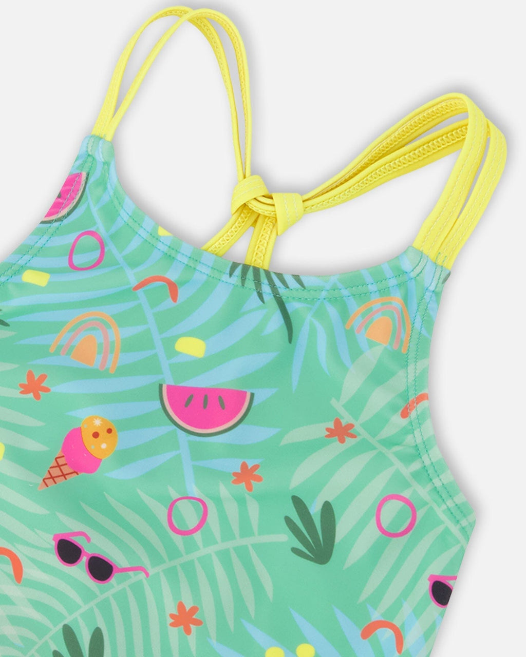 Two-Piece Swimsuit Green Beach Print