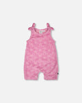 Terry Cloth Romper With Bows Pink