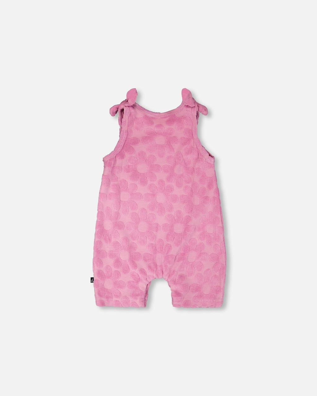 Terry Cloth Romper With Bows Pink