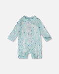 Baby And Toddler One-Piece Long Sleeve Rashguard Blue Seahorse Print