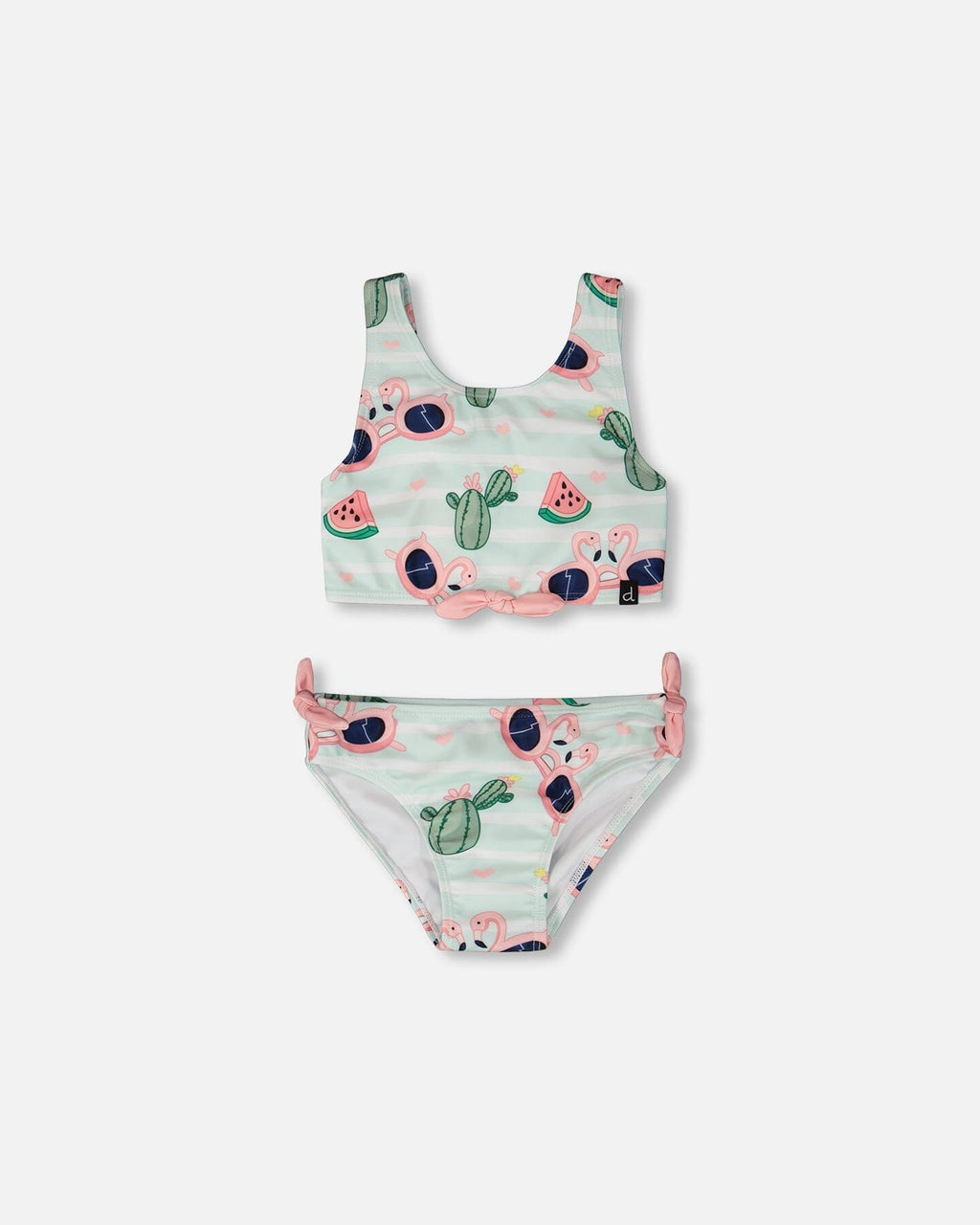 Two-Piece Swimsuit Blue Flamingo And Cactus Print