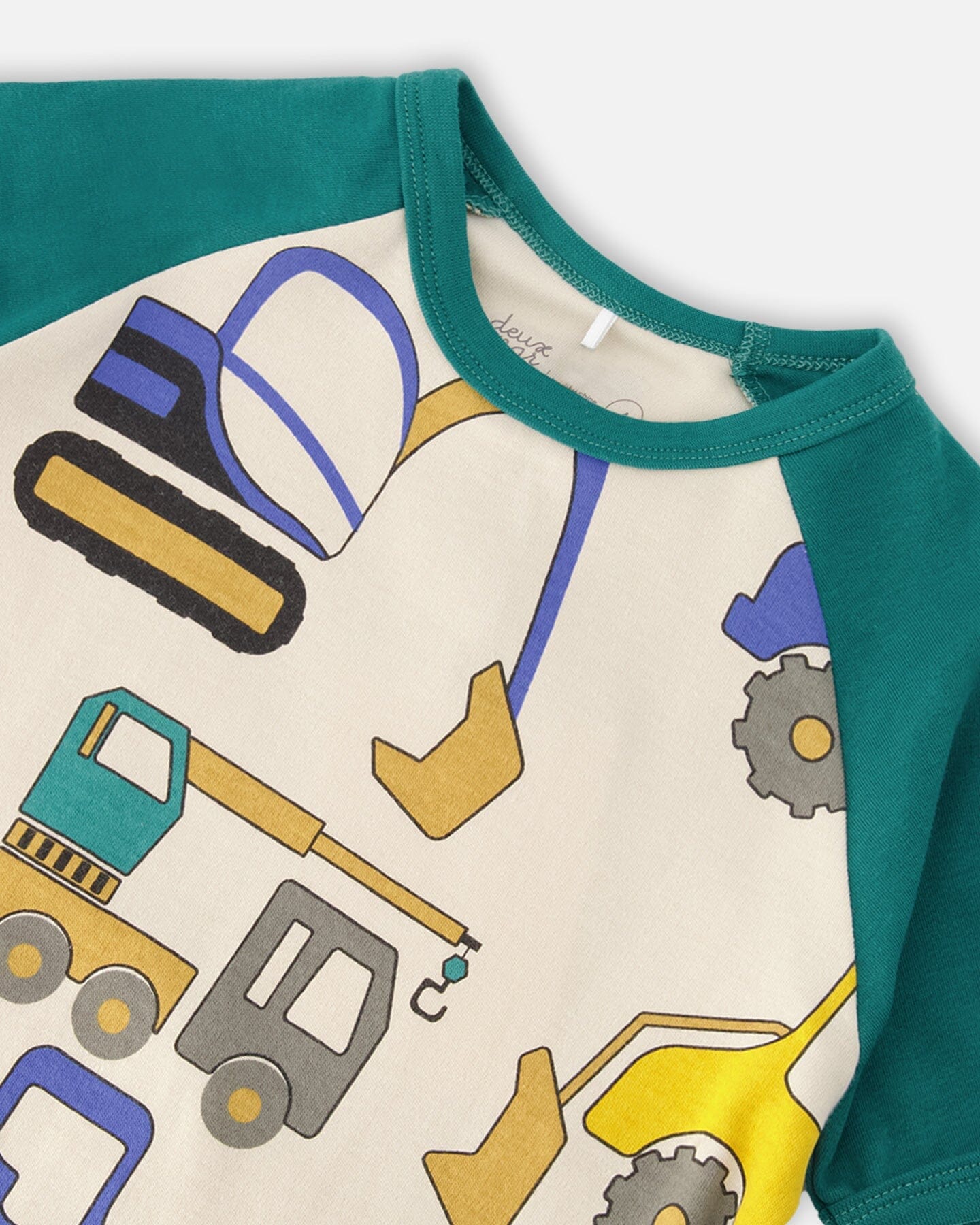 Organic Cotton Two-Piece Pyjama Set Beige Truck Print
