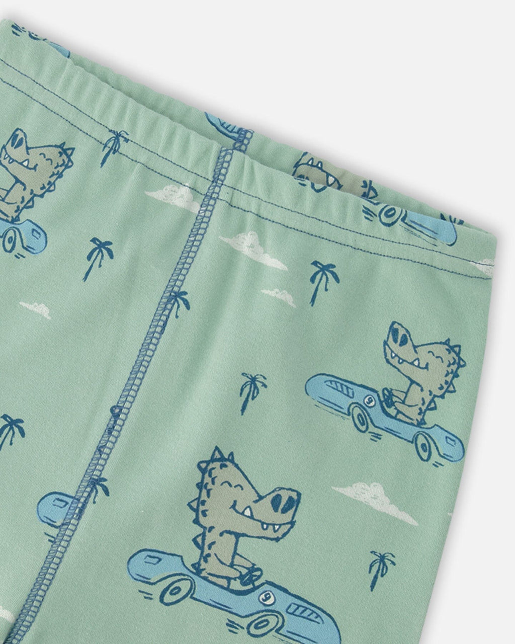 Organic Cotton Two-Piece Pyjama Set Green Crocodile Print