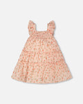 Multi-Tiered Dress With Smocking Pink Printed Flowers