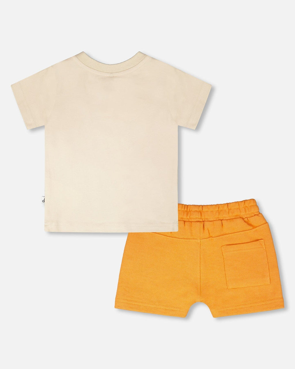 Organic Cotton T-Shirt And Short Set Beige And Orange
