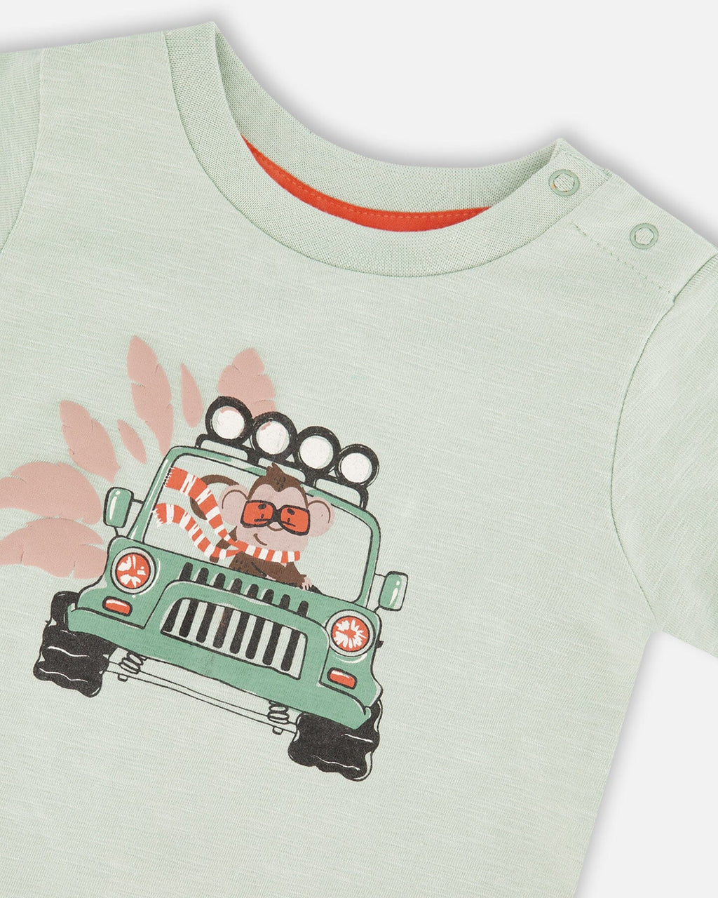 Organic Cotton T-Shirt And Short Set Mint Green And Beige