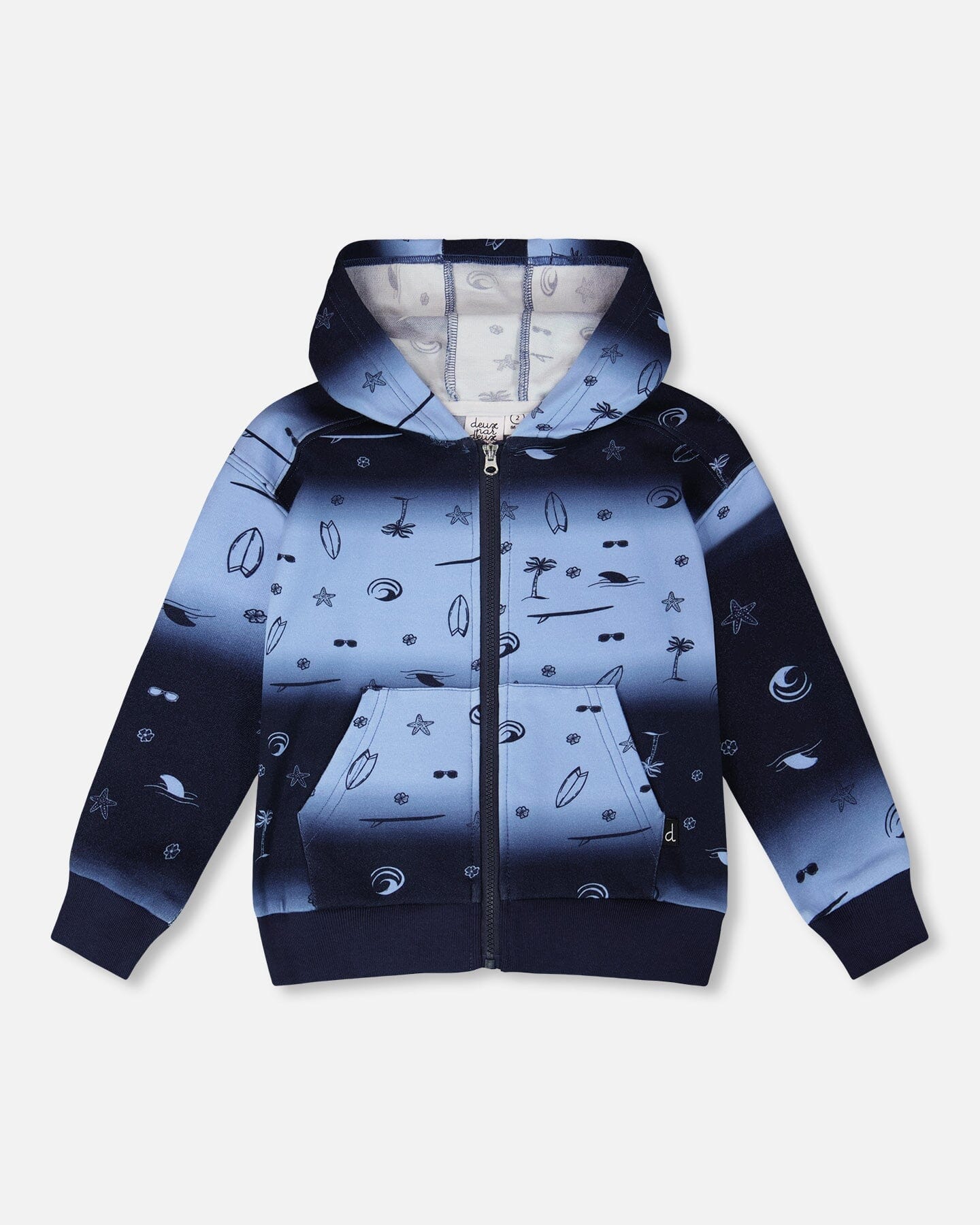 Hooded French Terry Cardigan Blue Gradient