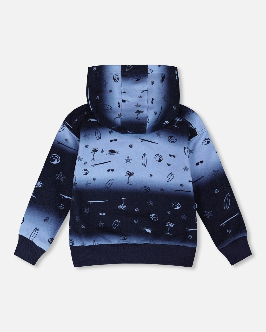 Hooded French Terry Cardigan Blue Gradient
