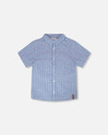 Printed Chambray Short-Sleeve Shirt Blue Denim Stripes