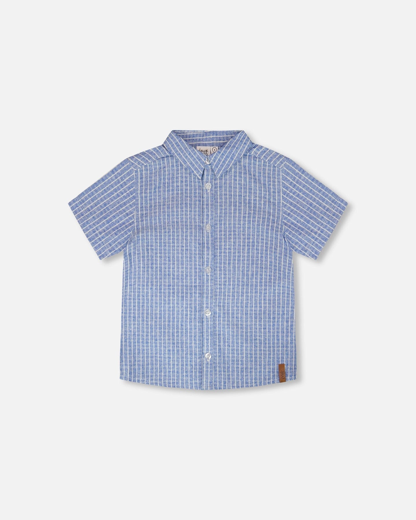 Printed Chambray Short-Sleeve Shirt Blue Denim Stripes