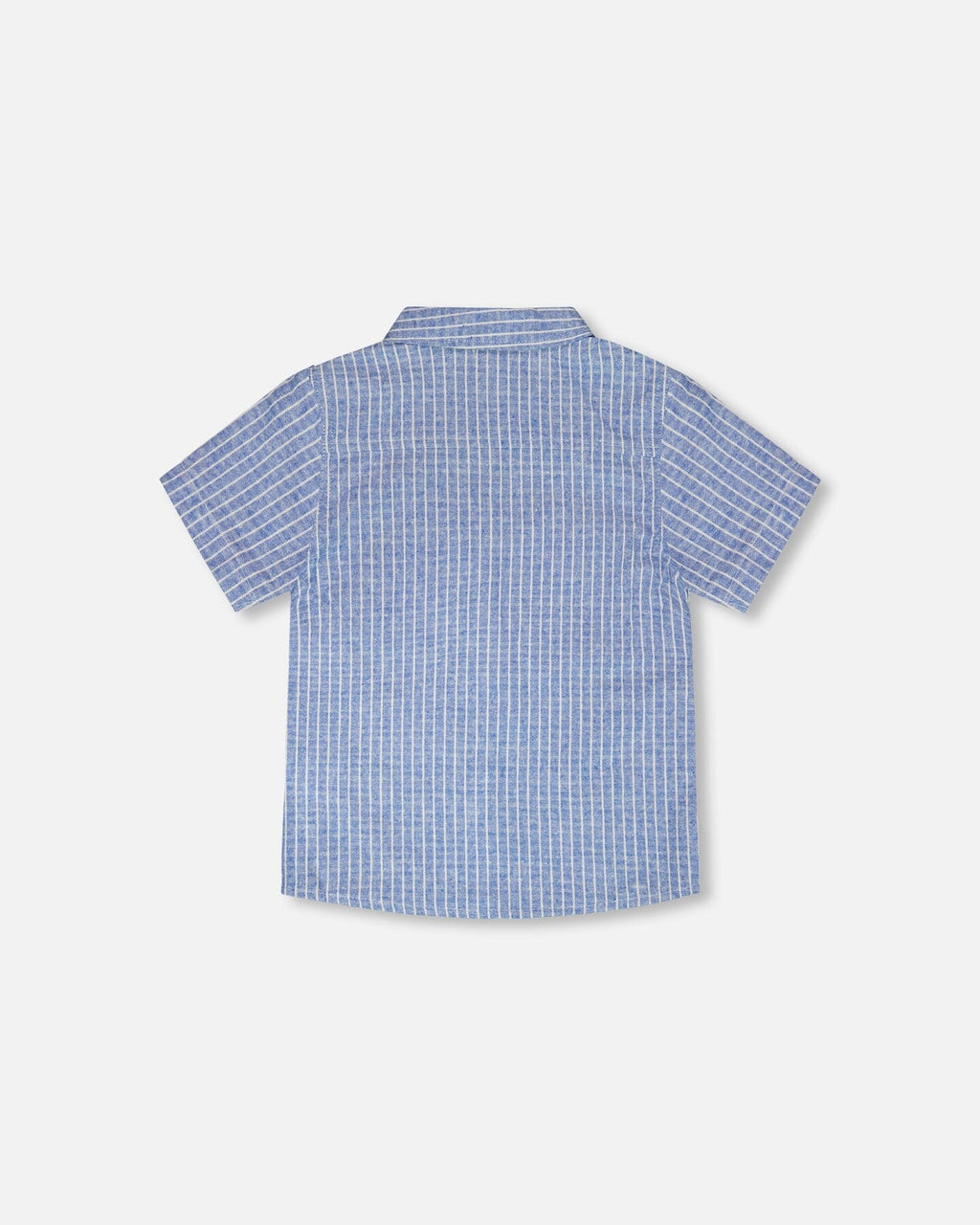 Printed Chambray Short-Sleeve Shirt Blue Denim Stripes