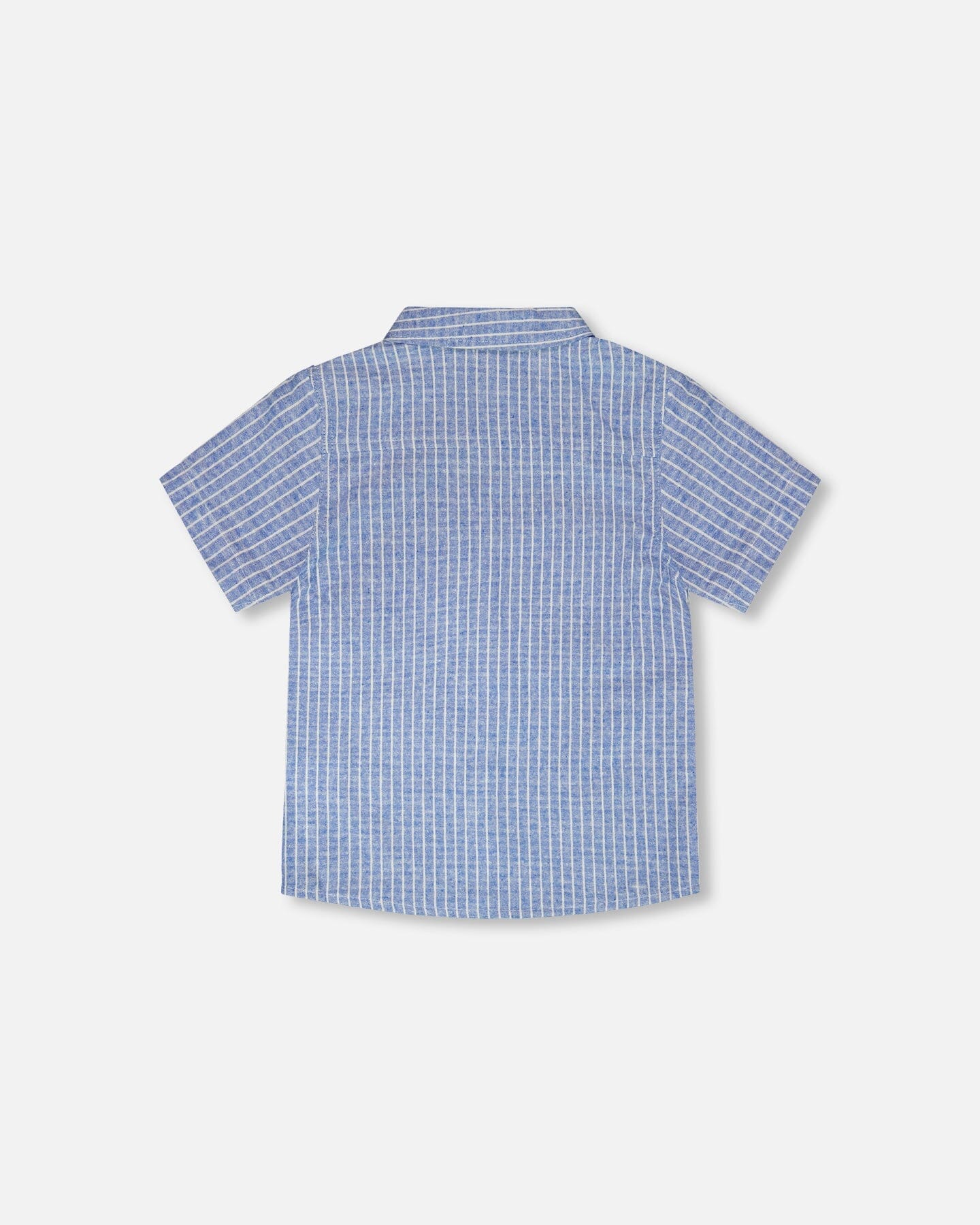 Printed Chambray Short-Sleeve Shirt Blue Denim Stripes