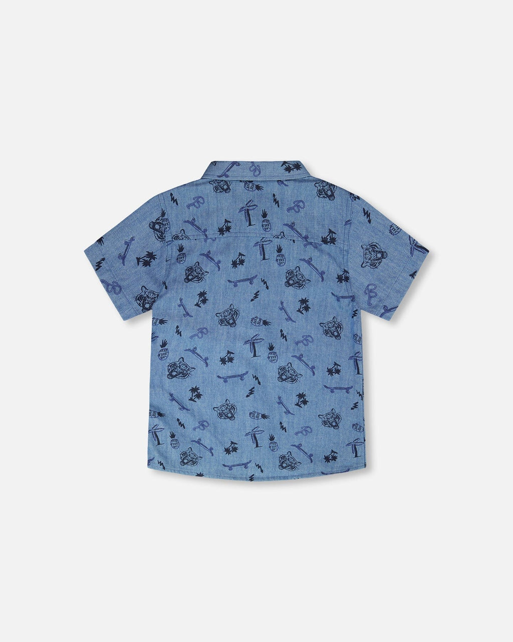Chambray Short-Sleeve Shirt Blue Printed Skateboards