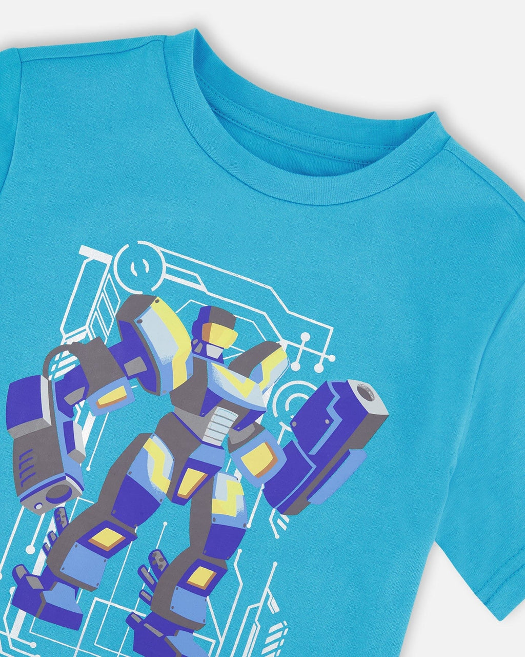 Organic Cotton Jersey T-Shirt With Print Sky Blue