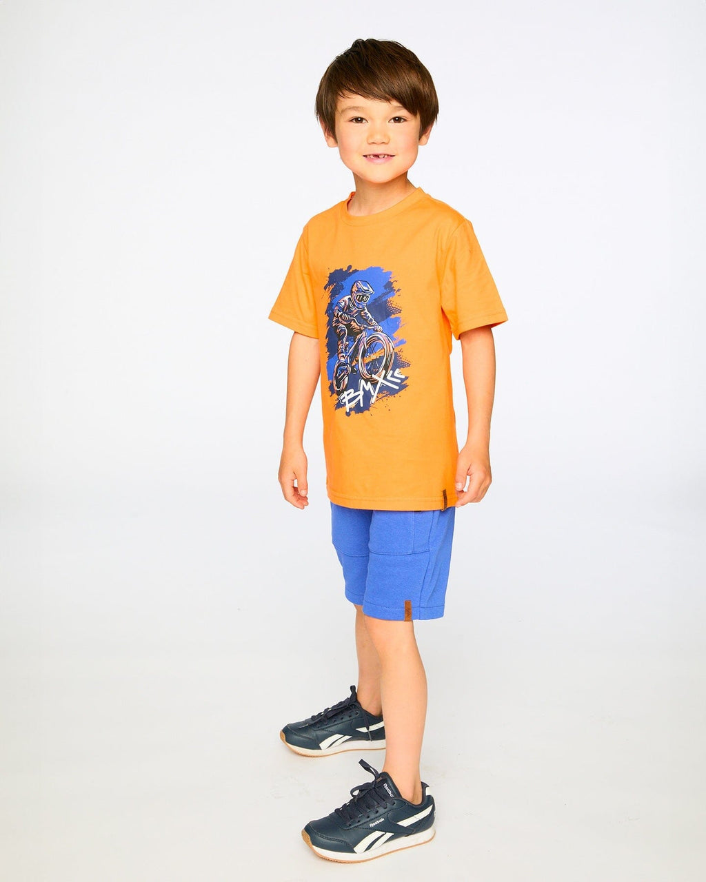 Organic Cotton Jersey T-Shirt With Bmx Print Orange