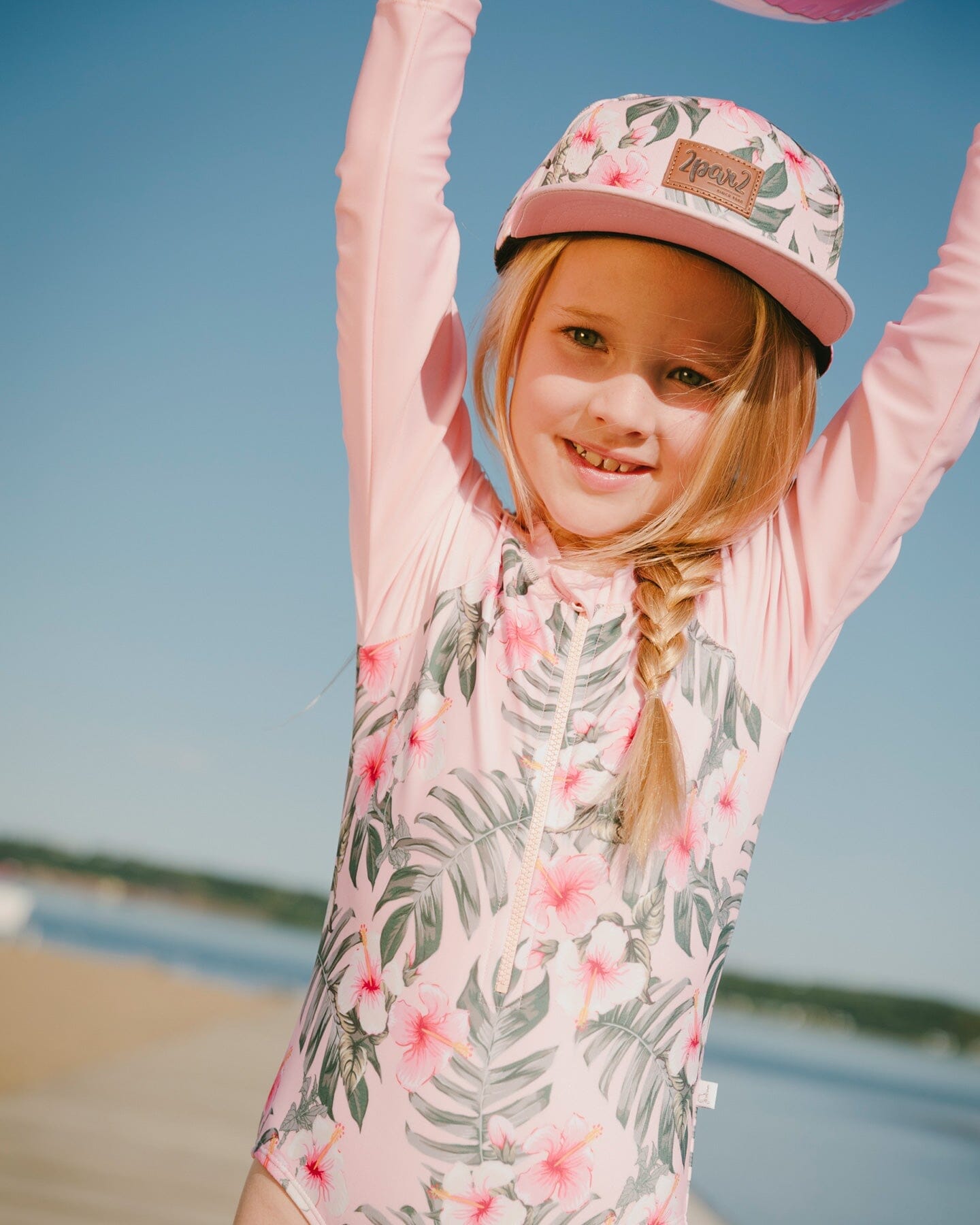 Cap Pink Hibiscus Print