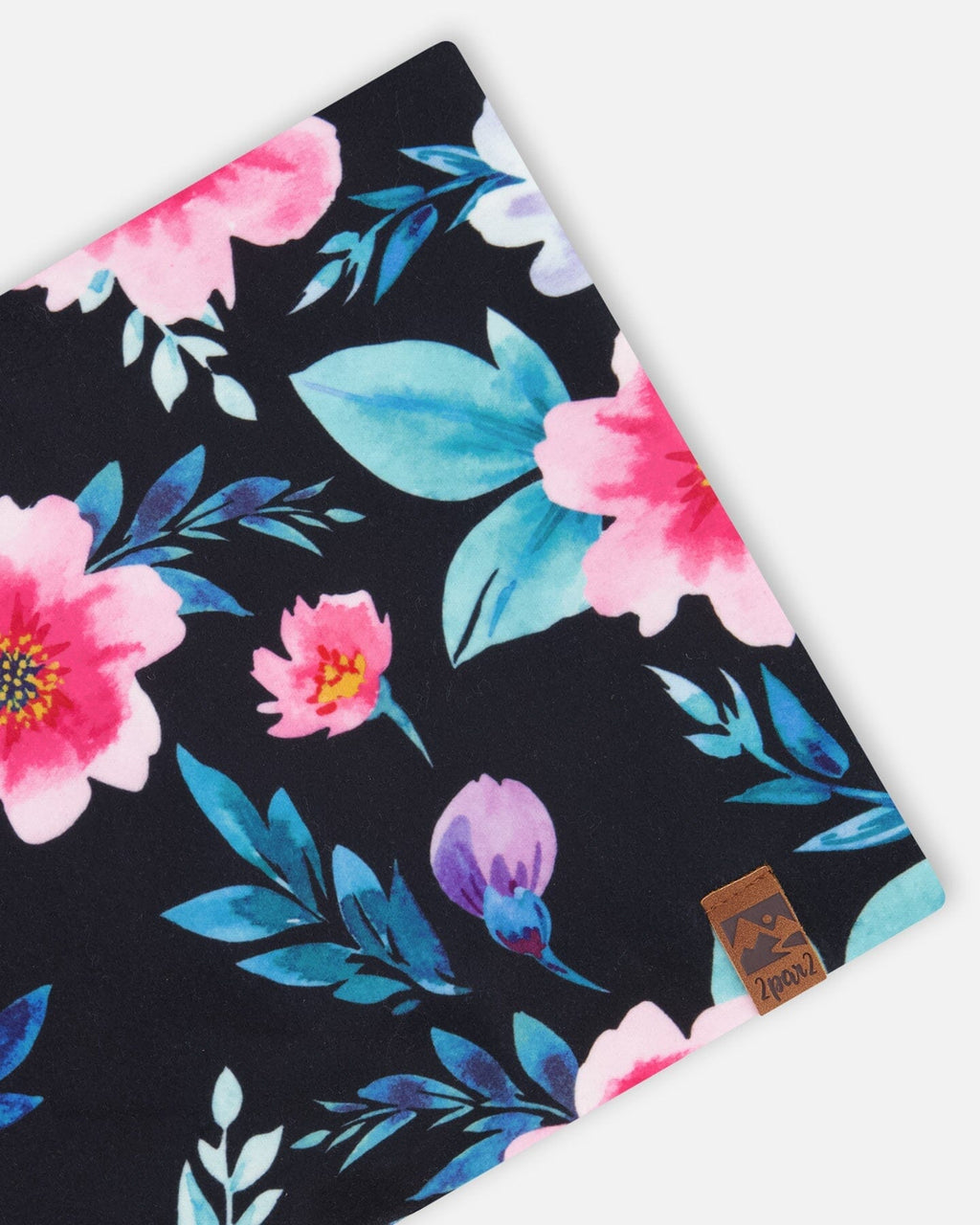 Stretch Jersey Neck Tube Black Printed Flowers