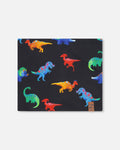 Stretch Jersey Neck Tube Black Dinosaur Print