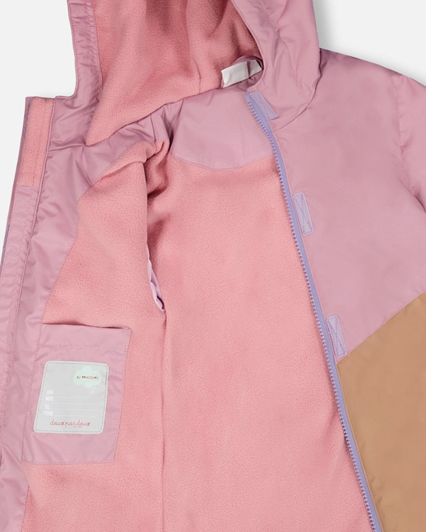 Insulated Mid-Season Jacket In Recycled Polyester Mauve, Lilac And Beige