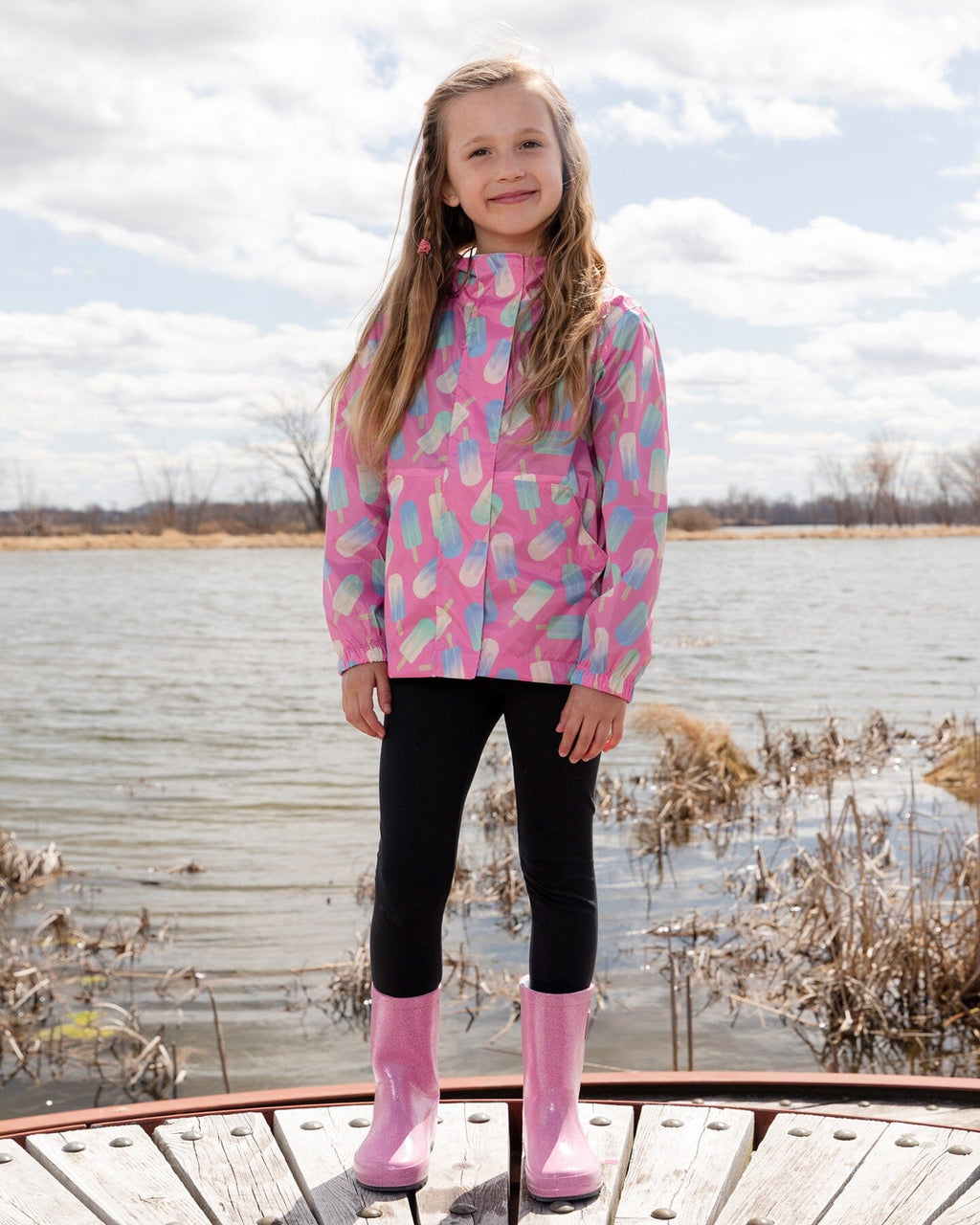 Packable Windbreaker In Polyester Pink Lollipop Print