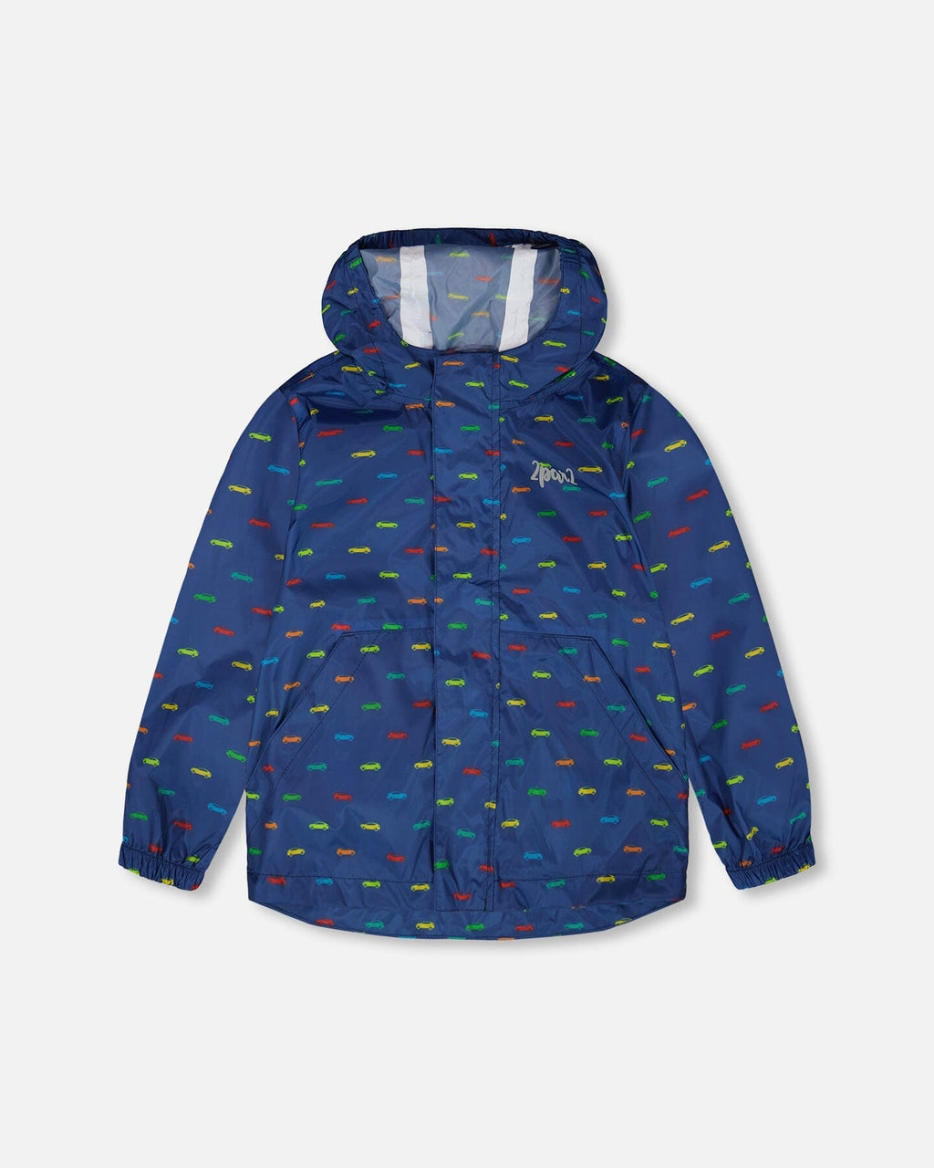 Packable Windbreaker In Polyester Blue Car Print