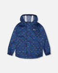 Packable Windbreaker In Polyester Blue Car Print