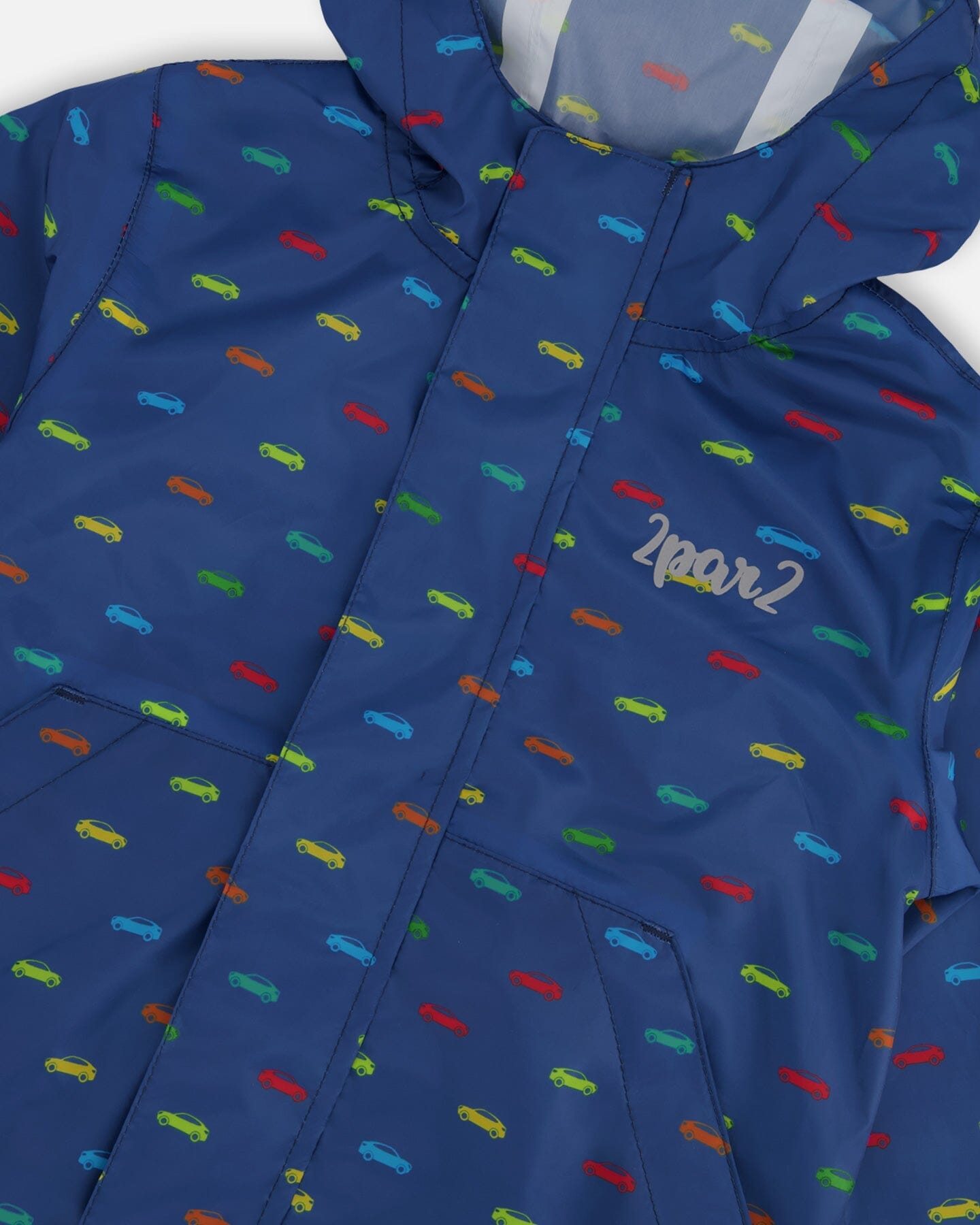 Packable Windbreaker In Polyester Blue Car Print
