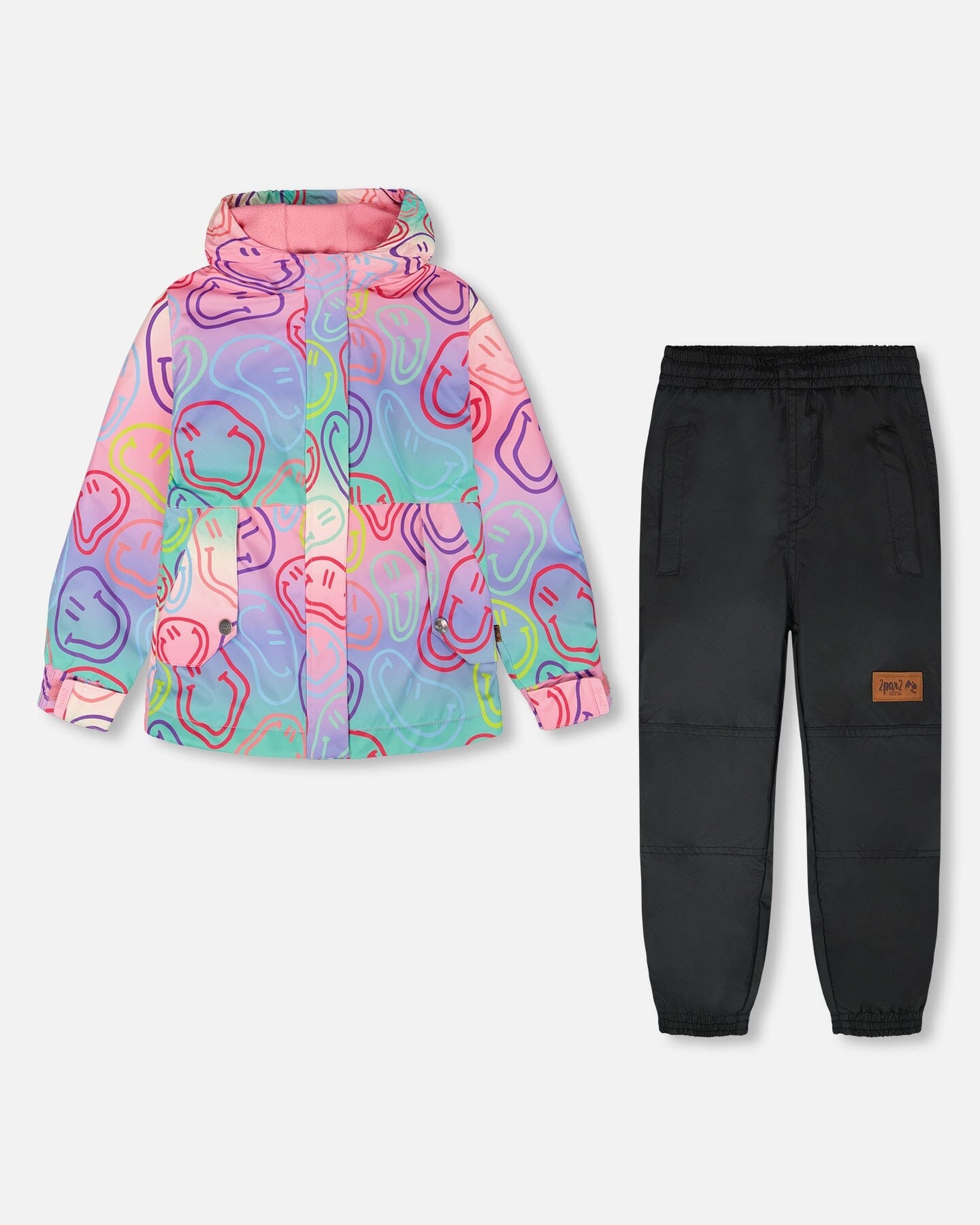 Two-Piece Mid-Season Outerwear Set Multicolored Printed Smileys