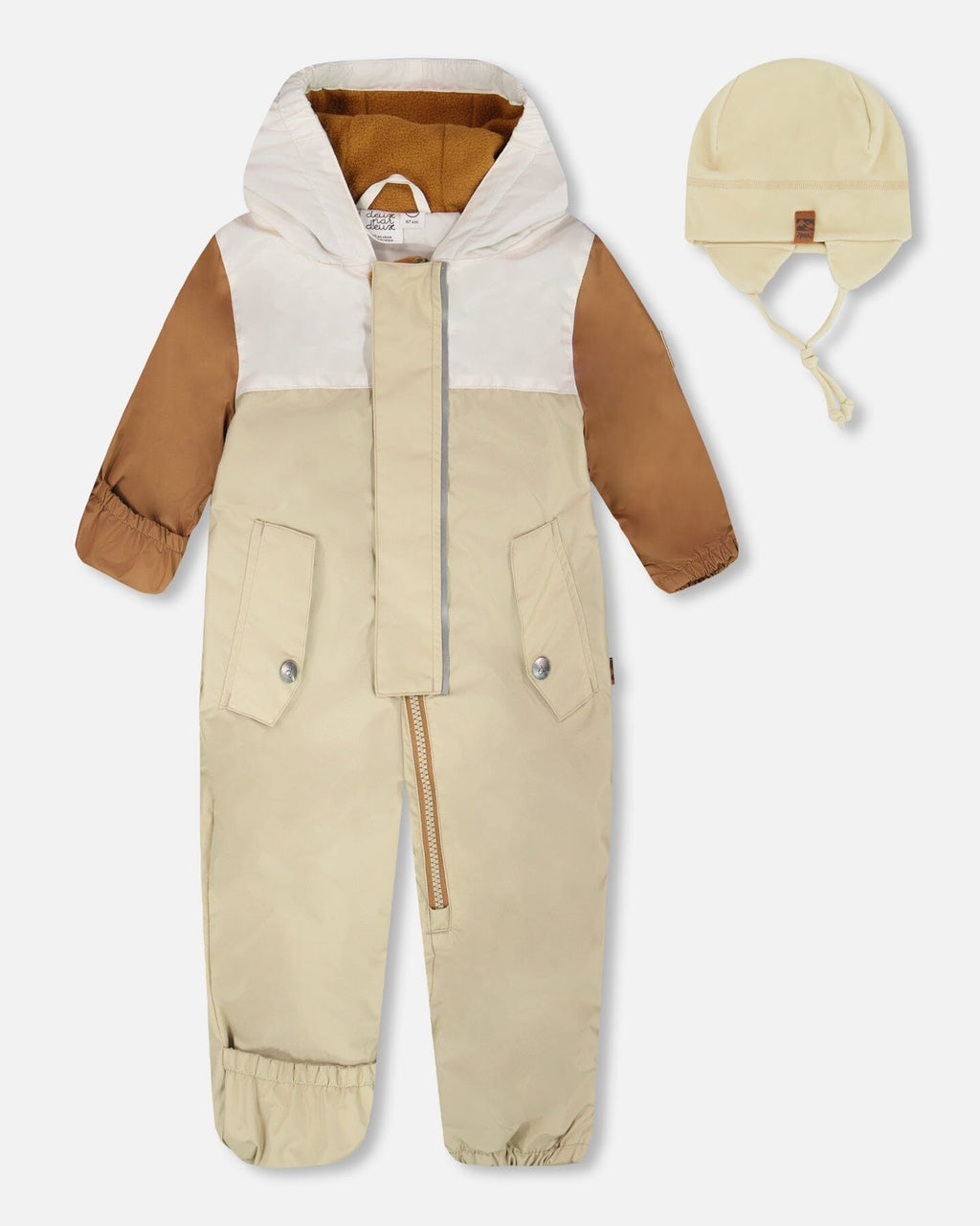 Baby Mid-Season One-Piece Outerwear With Hat Beige