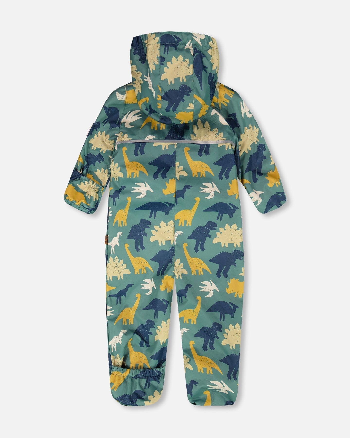 Baby Mid-Season One-Piece Outerwear With Hat Green Dinosaur Print