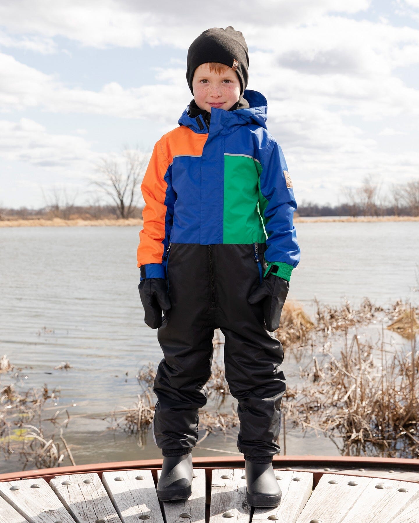 Kids Mid-Season One-Piece Outerwear Royal Blue Colorblock