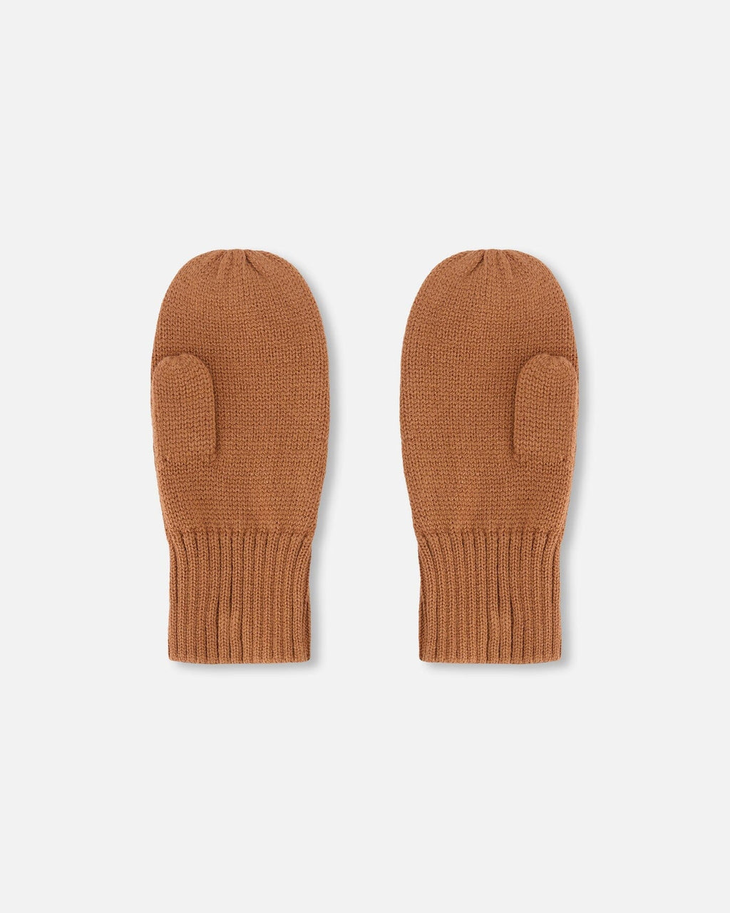Ribbed Knit Mittens Brown