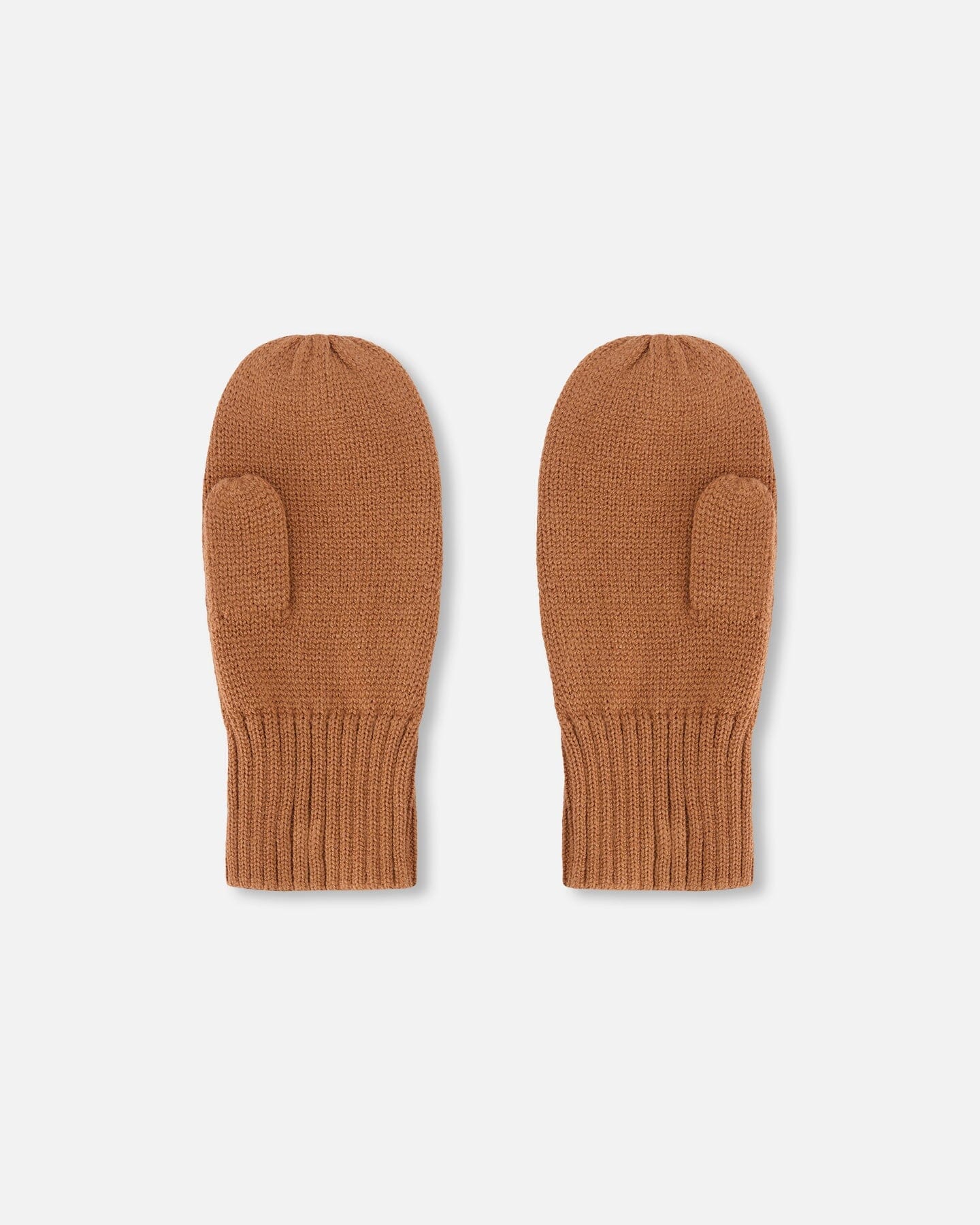 Ribbed Knit Mittens Brown