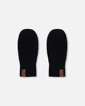 Ribbed Knit Mittens Black